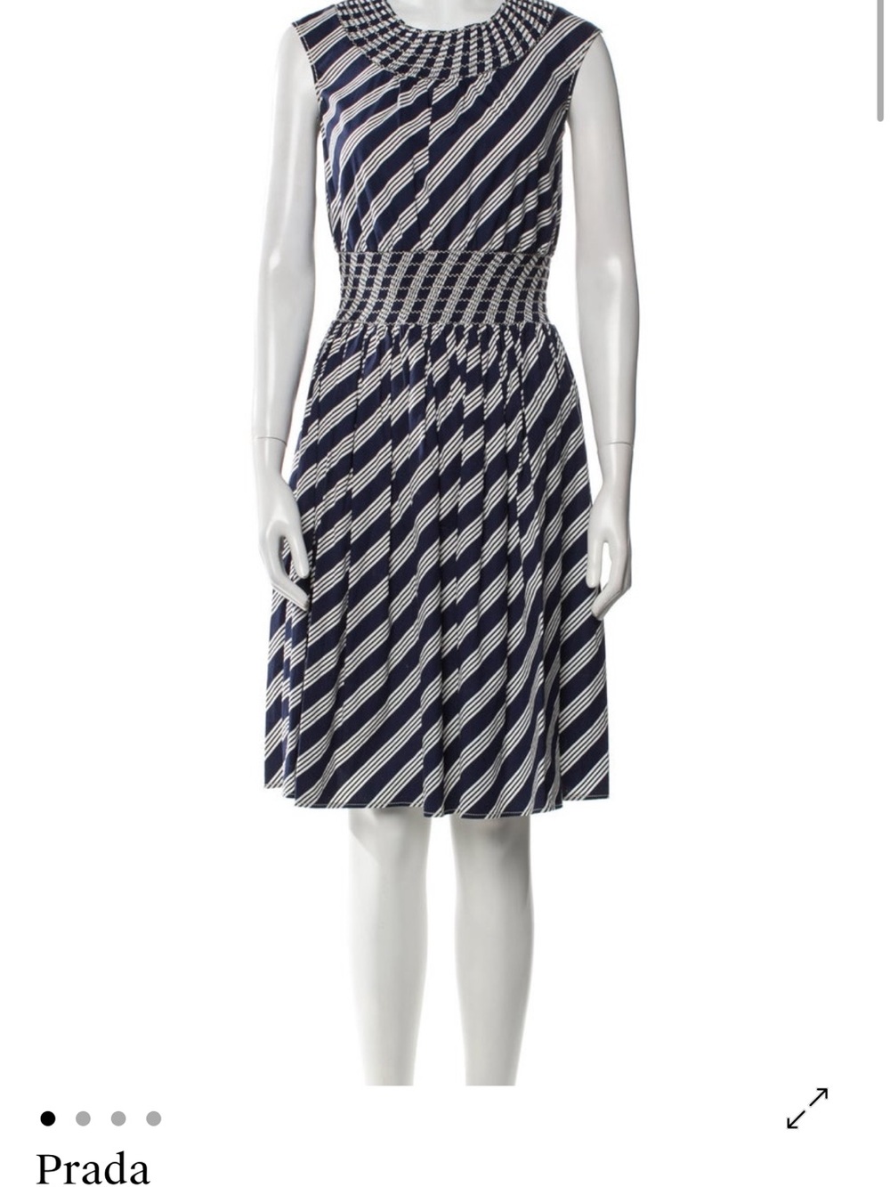 Vintage Prada Navy & White Striped Sleeveless Dress // Size 2